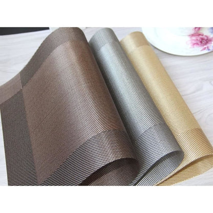 PVC Non-Slip PVC Placemats Set Heat Resistant Placemats Dining Table Kitchen Mat (Set of 4) Gold - Image 4