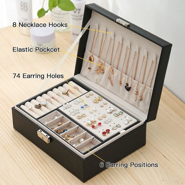 Jewelry Box Jewelry PU Leather Storage Box (Black) - Image 2
