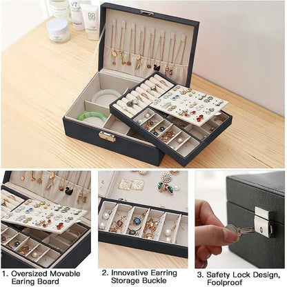 Jewelry Box Jewelry PU Leather Storage Box (Black) - Image 4