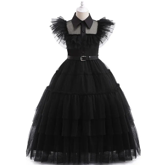 Girls' dress cosplay Wednesday Brigitte princess dress lace details puff sleeves children Skirt + belt 110