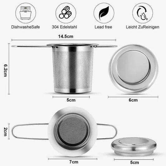 Tea filter, stainless steel tea strainer, tea strainer, tea infuser Tea strainer with lock, tea filter with fine holes, foldable handle design Suitable for - Image 2