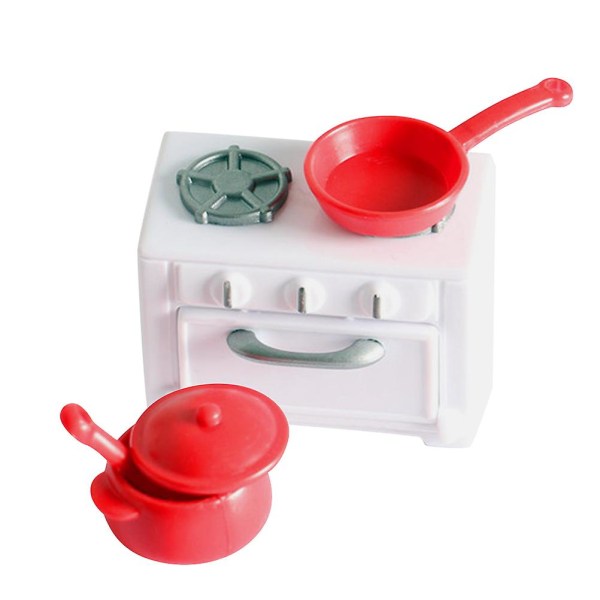 Toys Children Pretend Cooking Stove Mini House Gas Stove Mini Stove Model Miniature Stove Play Kitchen Cooking Toy（5.8X4.2X3.6CM，White Red） - Image 2