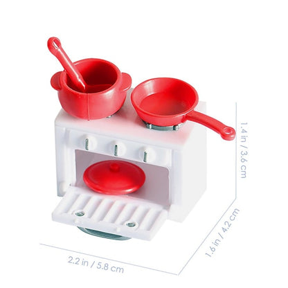 Toys Children Pretend Cooking Stove Mini House Gas Stove Mini Stove Model Miniature Stove Play Kitchen Cooking Toy（5.8X4.2X3.6CM，White Red） - Image 4