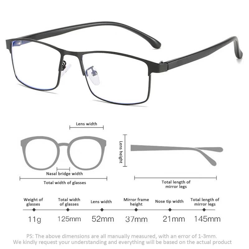 Anti-blue Light Myopia Glasses Ready-made Business Men Women Metal Square Glasses Diopter 0 -0.5 -1.0 -1.5 To -6.0 3 - Image 3