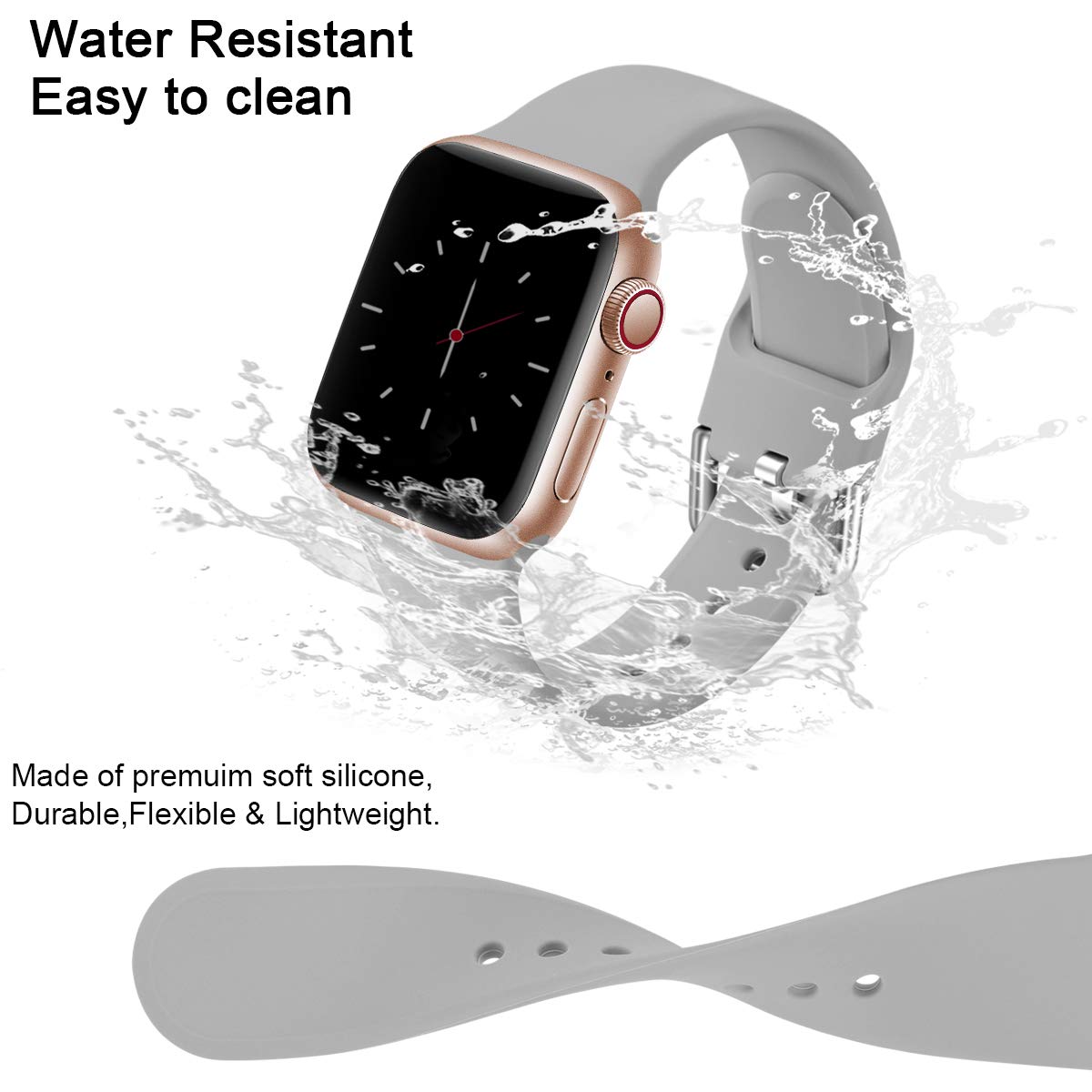 3-pack straps compatible with Apple Watch bracelet iWatch Series 8 7 6 5 4 3 Ultra SE(2/1), 42mm/44mm/45mm-S, Black/White/Gray - Image 3