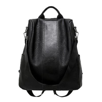 Women's Backpack Women's Leather Backpack School Bag Black/Brown Large Capacity All Match Fashion 1st Black - Image 2