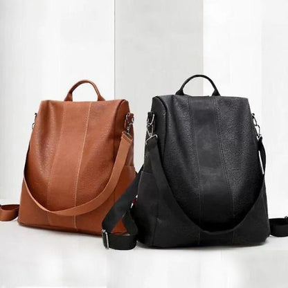 Women's Backpack Women's Leather Backpack School Bag Black/Brown Large Capacity All Match Fashion 1st Black - Image 3