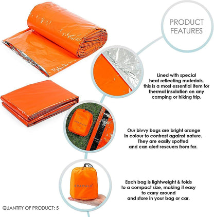 4x Outdoor Emergency Thermal Waterproof Sleeping Bag Camping Survival Bivvy Sack - Image 5