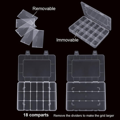 18-Compartment Snack Box, 2 Pieces Snack Plates with Lids for Candy, Nuts, Snacks, Adjustable Plastic Storage Box for Jewelry, Transparent Sorting Boxes 18 compartments-2 pieces - Image 3