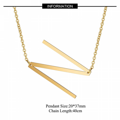 Sideways Block Initial Letter Pendant Necklace for Women --- - Image 2