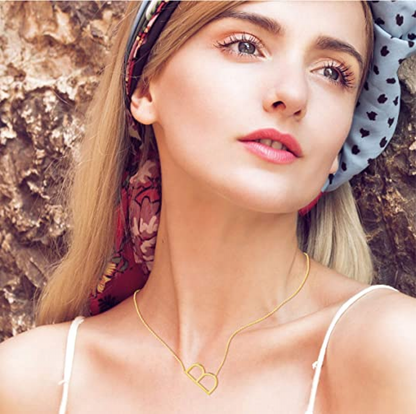 Sideways Block Initial Letter Pendant Necklace for Women --- - Image 3