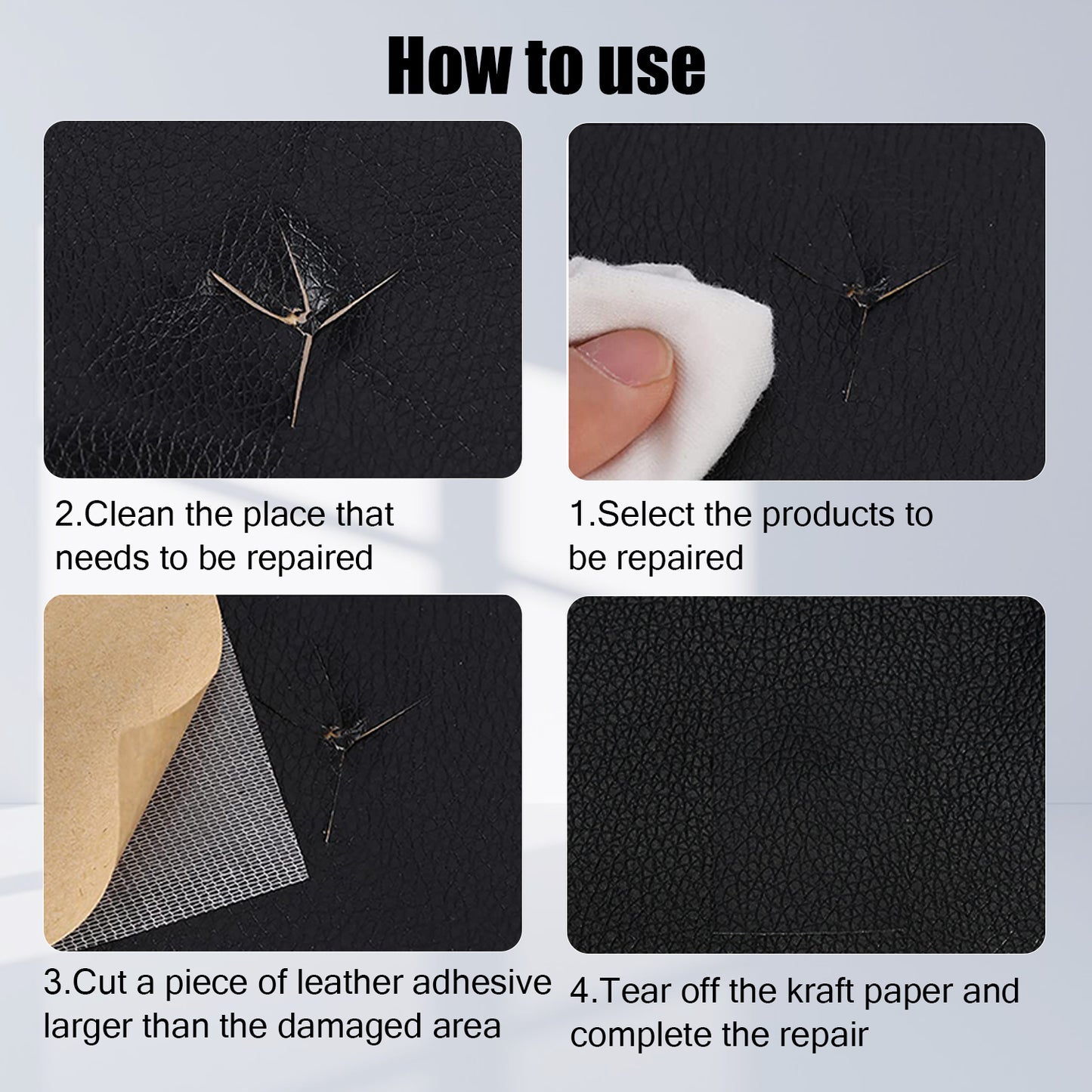 INF Self-Adhesive Repair Patch Faux Leather 50x138 cm Black - Image 3