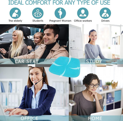 Gel Seat Cushion for Long-Term Sitting, Gel Cushions for Pressure Relief, Double Thick Gel Cushion for Sitting, Seat Cushions for Office Chairs with - Image 3