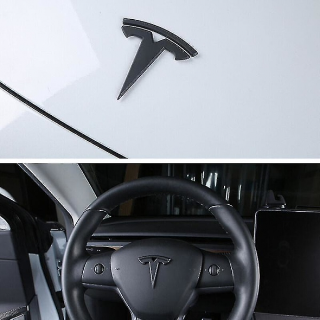 3x Matte Black T-Logo Hood Emblem Tesla Model Y - Image 4
