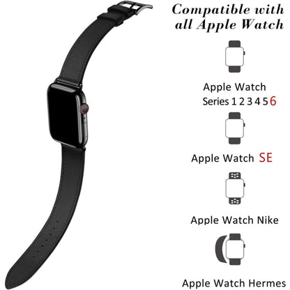 Black/Brown Compatible with Apple Watch Strap 38/40/41 mm, Leather - Image 3