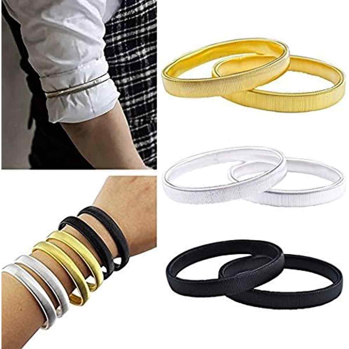 pairs of anti-slip sleeve holders, sleeve holders, elastic metal bracelets for long-sleeved shirts, to fix long sleeves, for waiters, women and - Image 2