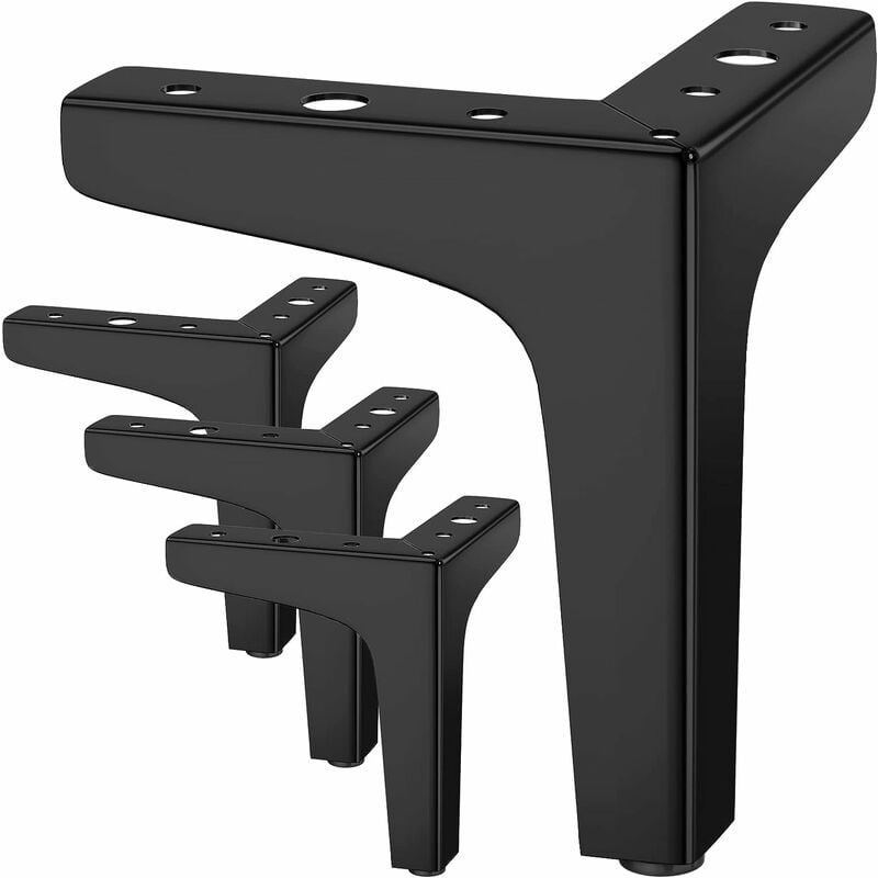 Set of 4 Furniture Legs Loads Up to 600 kg, 17 cm Modern Metal Triangular Table Legs, Hairpin Furniture Legs for Cabinets, Sofas, Black ( cm) cm 10