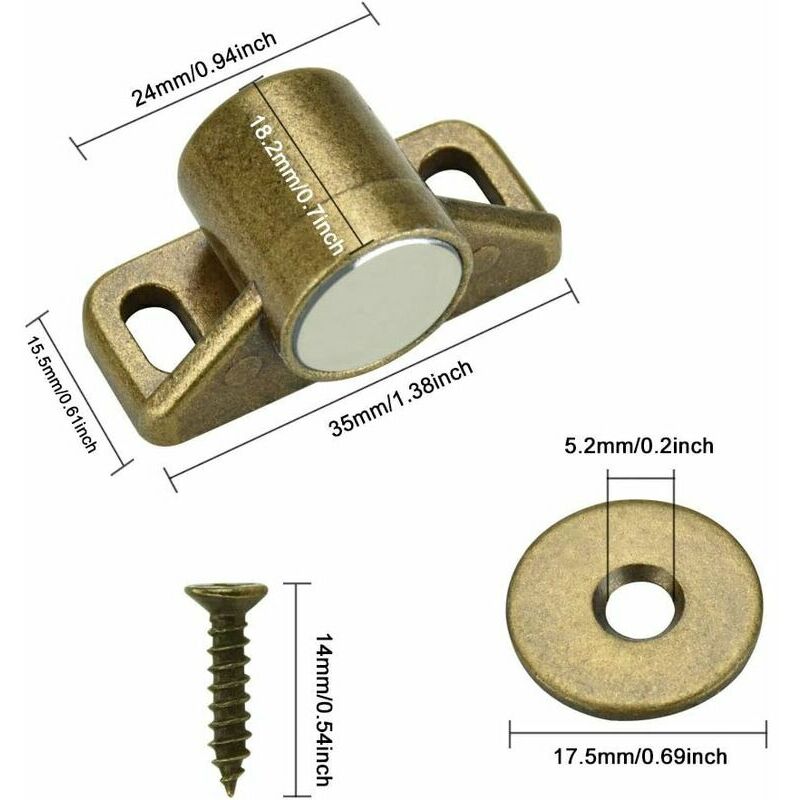 pcs magnets for cabinet doors, magnetic door lock, magnetic door closer with 4 washers and 12 screws, magnetic cabinet closure for furniture, wardrobe, cupboard - Image 2
