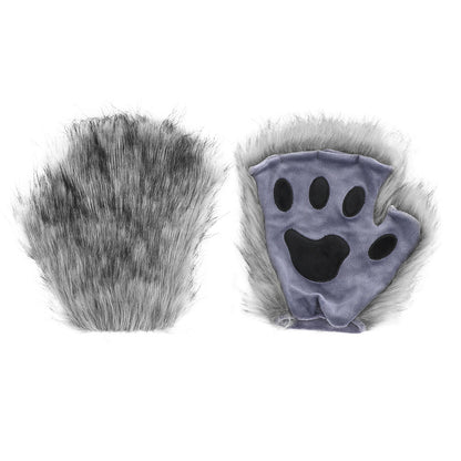 Halloween costume simulation fox mask gloves plush fox tail handmade animal tail cosplay props accessories Red, brown and white three-piece set One Size - Image 4