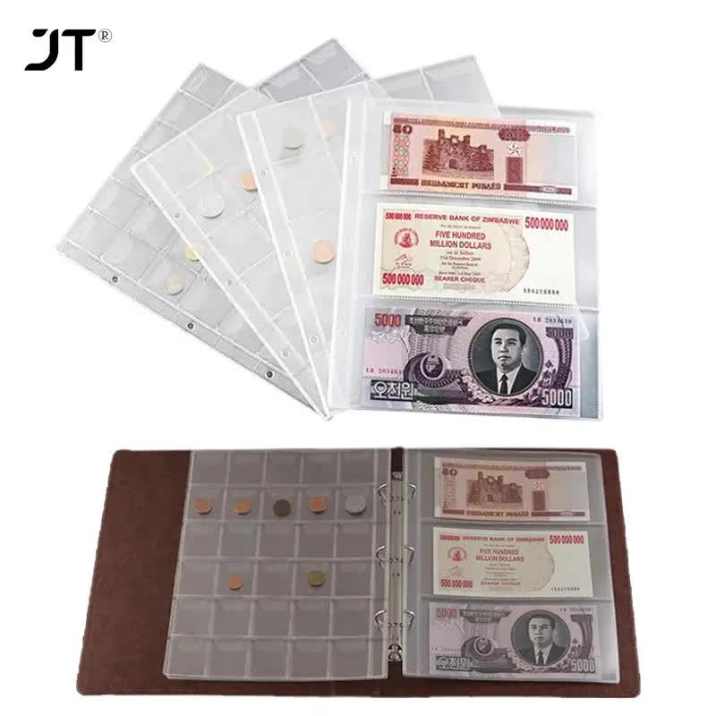 10 pcs/1 pc 3-compartment loose leaf banknote album page collector holder 1pc 3-slot 80x177mm - Image 2