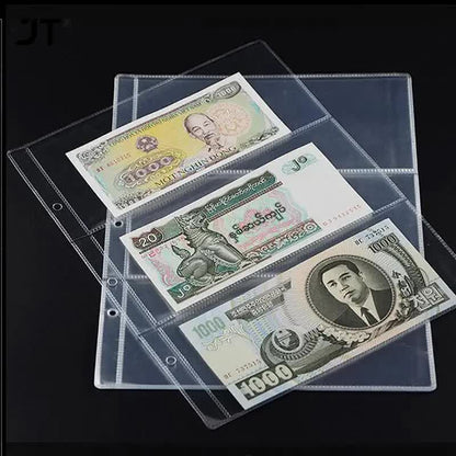 10 pcs/1 pc 3-compartment loose leaf banknote album page collector holder 1pc 3-slot 80x177mm - Image 5