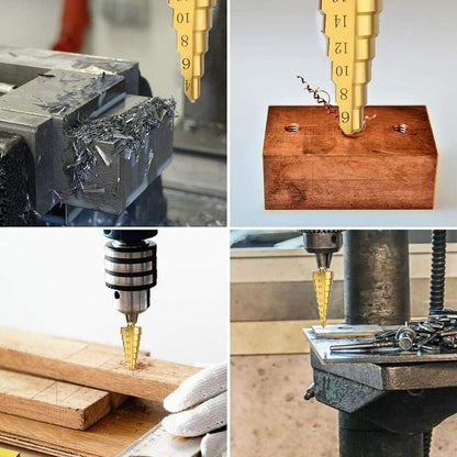 Step Drills Double Groove Countersink Drill High Speed Steel Cone Drill for Steel Wood, Plastic, Brass, Aluminum 3 pcs - Image 5