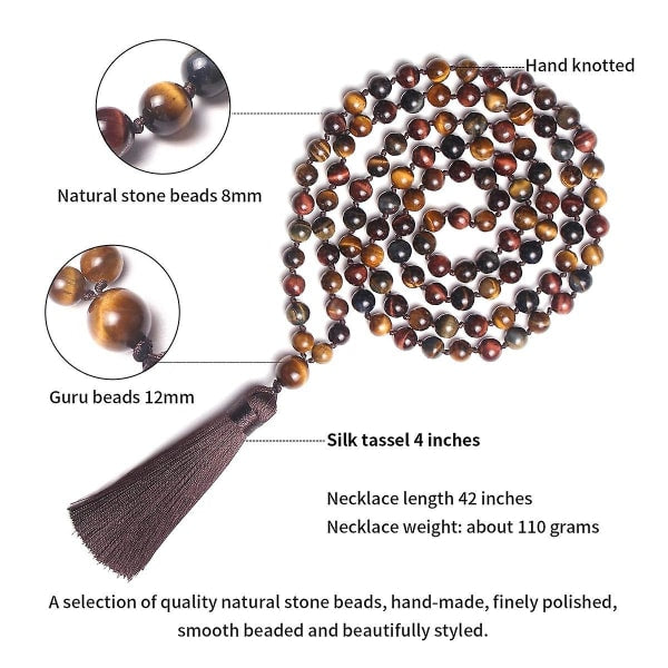 108 Mala Bead Necklace, Tibetan Prayer Beads in Natural Stone - Image 2