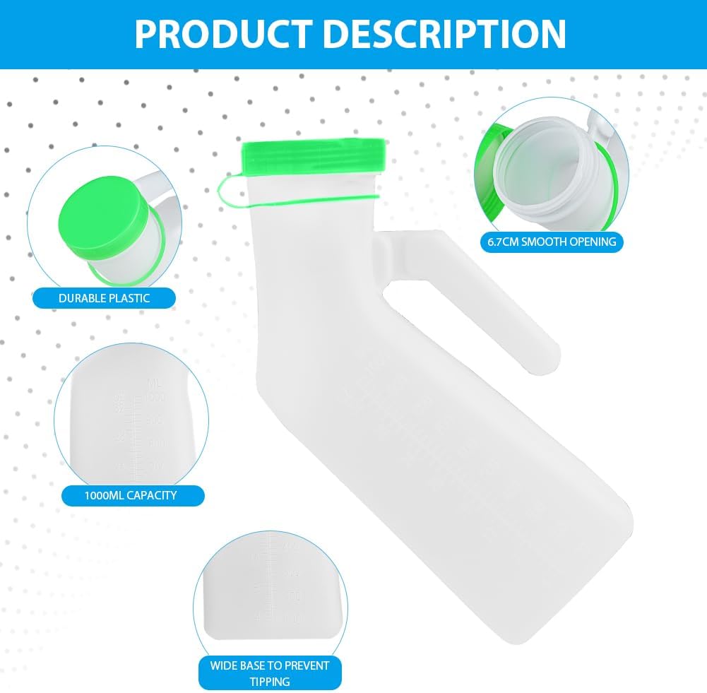 Urinal Bottle for Men, Glow-in-the-Dark 1000ml Pee Bottle for Travel & Incontinence Green - Image 5