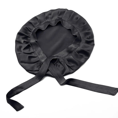 Sleeping Cap in Real Silk - Protects Hair While You Sleep black