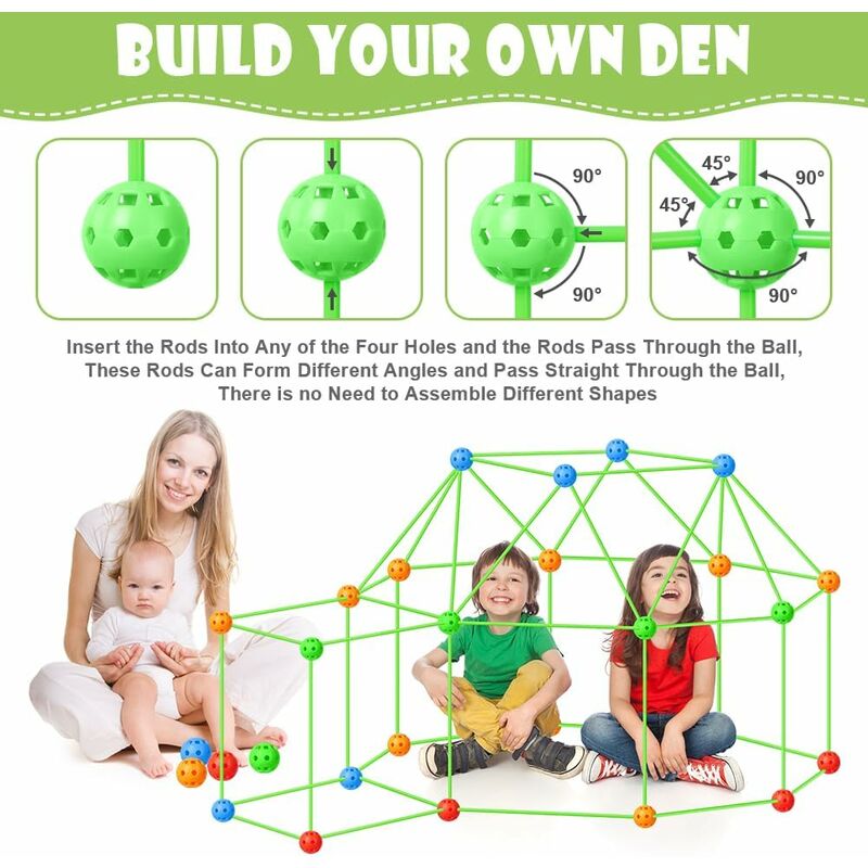 174 Pieces Plus a Tent Building Kit for Kids Glow in the Dark Air Fort Building Toys (The color of the ball is random) - Image 3