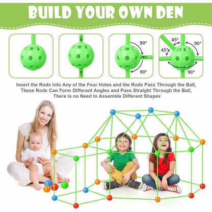 174 Pieces Plus a Tent Building Kit for Kids Glow in the Dark Air Fort Building Toys (The color of the ball is random) - Image 3