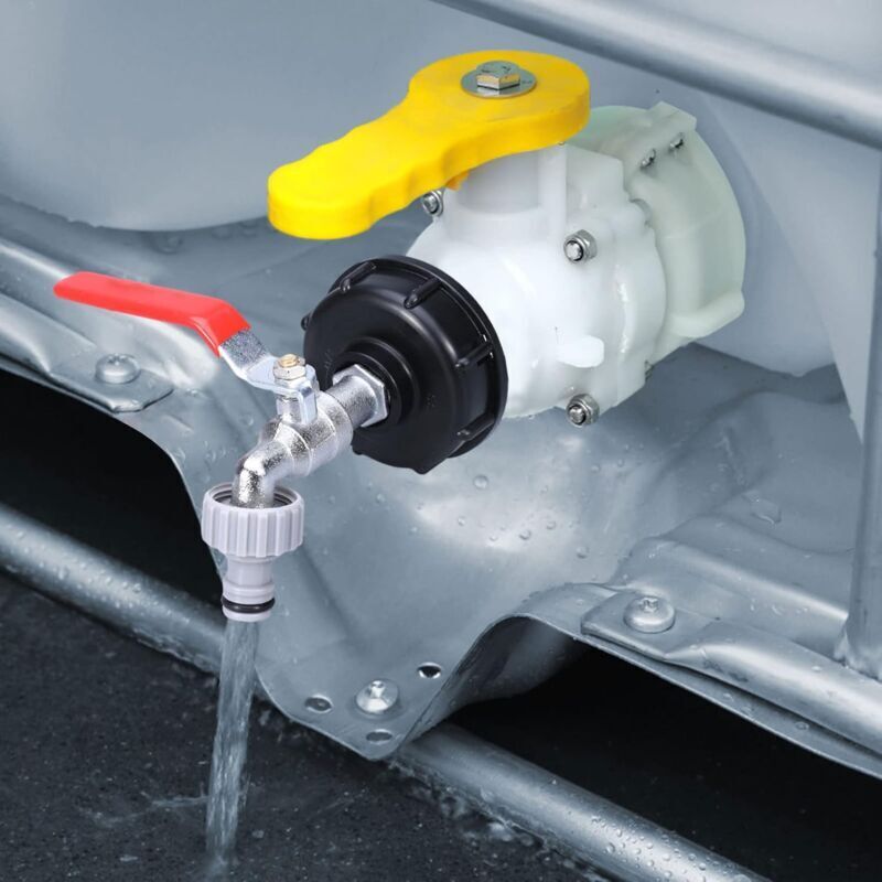 1000L Tank Faucet with Garden Hose Tap Adapter, S60X6 IBC Faucet Connector, Garden Faucet for Rainwater Harvester. Plastic 1\/2 - Image 2