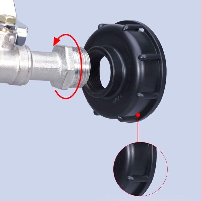 1000L Tank Faucet with Garden Hose Tap Adapter, S60X6 IBC Faucet Connector, Garden Faucet for Rainwater Harvester. Plastic 1\/2 - Image 3
