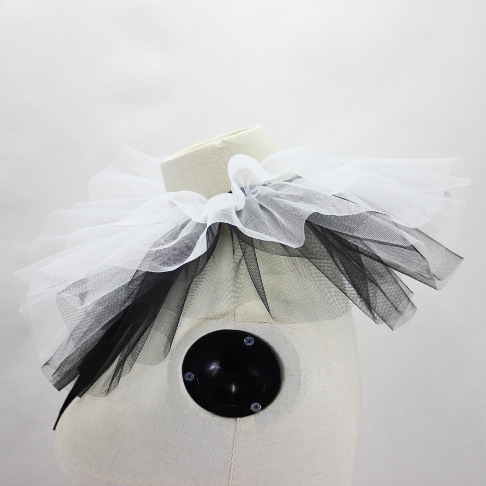 Women's Renaissance Tulle Ruffled False Collar Layered Black White Mesh Clown Choker Lace Up Victorian Neck Ruff Shawl Cosplay Props - Image 5