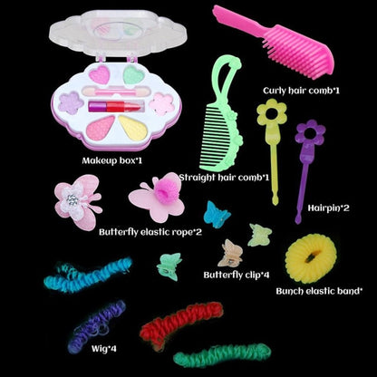 Makeup Pretend Play Set for Kids 17 Pcs Hairdresser Styling Head Doll Makeup Toy Educational Toy Gift for Kids Girls - Image 3