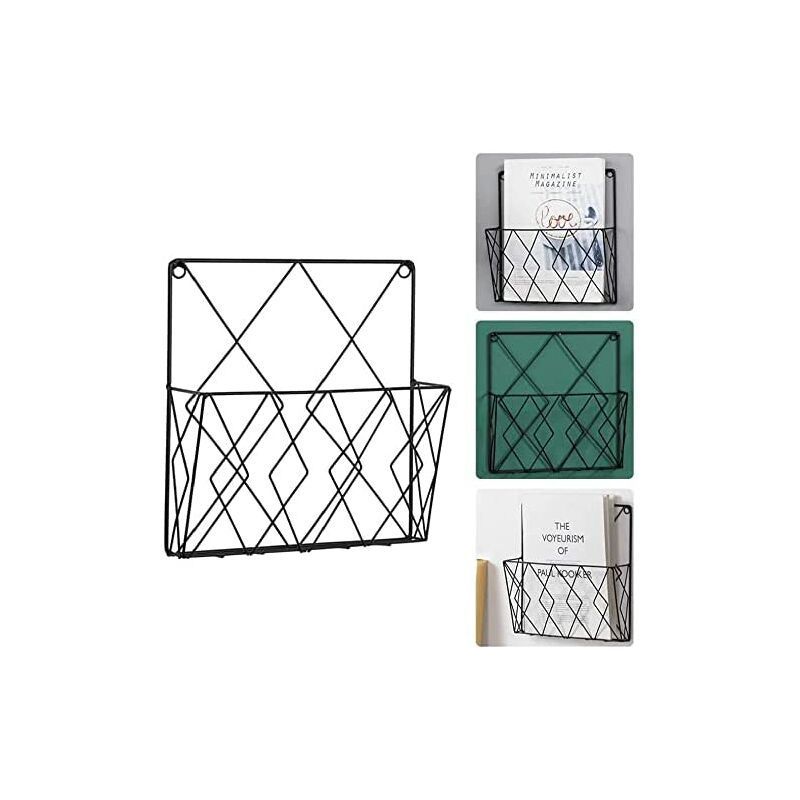 Wall Mounted Newspaper Holder Newspaper Shelf Storage Rack Black Draw - Image 4