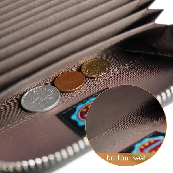 Credit Card Holder RFID Blocking Genuine Leather Mini Credit Card Case with Zipper - Image 5