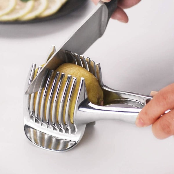 Tomato Cutter Lemon Cutter Multifunctional Fruit Cutter Tool Handheld Round Fruit Tongs Onion Holder Vegetable Cutter - Image 2