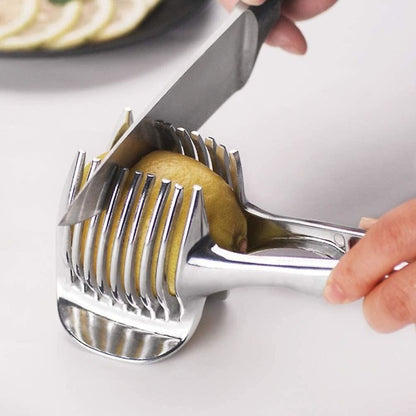 Tomato Cutter Lemon Cutter Multifunctional Fruit Cutter Tool Handheld Round Fruit Tongs Onion Holder Vegetable Cutter - Image 2