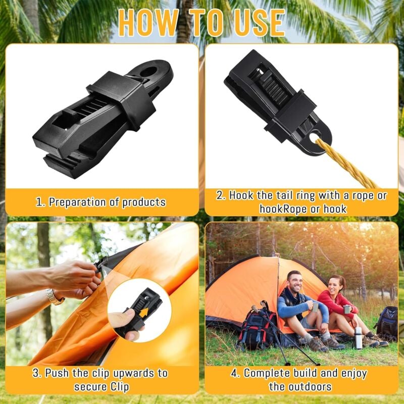 Tent Clamp, 15 pcs Tarpaulin Clamps, Tarpaulin Fastener, Black Heavy Duty Tarpaulin Clamps for Tents, Outdoor Camping, Awnings, Boat Covers, Banners - Image 5