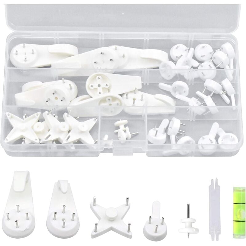 39 pcs Grooveless Wall Mounting Hooks, Picture Wall Hook, Picture Hanging Hook, Picture Hook, Wall Hooks for Hanging Photo Frames Paintings Clock
