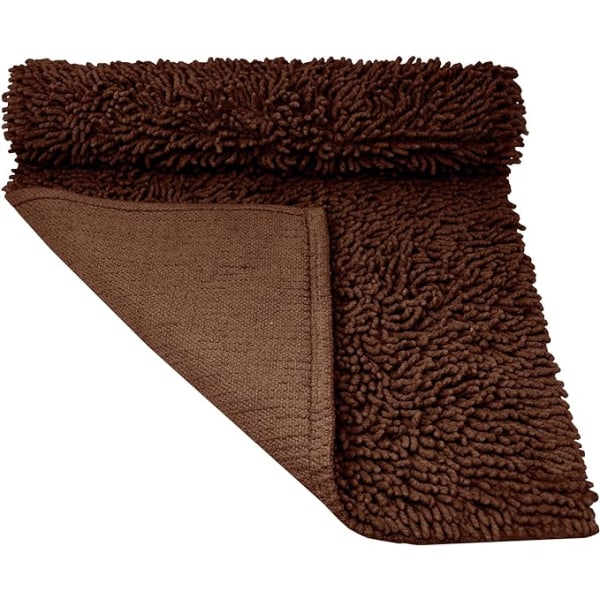 Bathroom Mat Chenille Dark Brown, Fluffy Bathroom Mat (50 x 80 cm) Coffee - Image 2