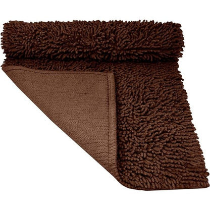 Bathroom Mat Chenille Dark Brown, Fluffy Bathroom Mat (50 x 80 cm) Coffee - Image 2