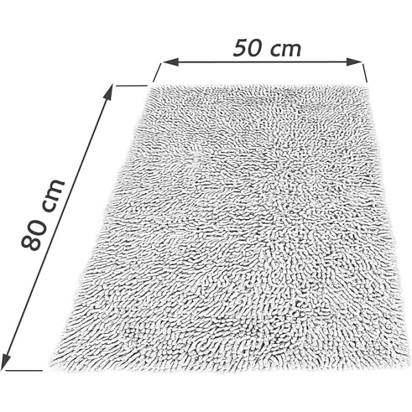 Bathroom Mat Chenille Dark Brown, Fluffy Bathroom Mat (50 x 80 cm) Coffee - Image 3