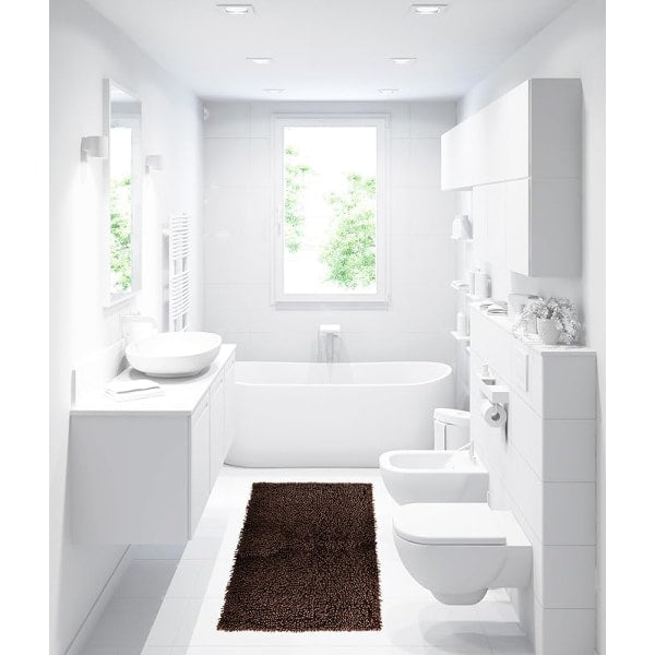 Bathroom Mat Chenille Dark Brown, Fluffy Bathroom Mat (50 x 80 cm) Coffee - Image 4