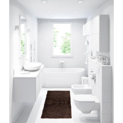 Bathroom Mat Chenille Dark Brown, Fluffy Bathroom Mat (50 x 80 cm) Coffee - Image 4