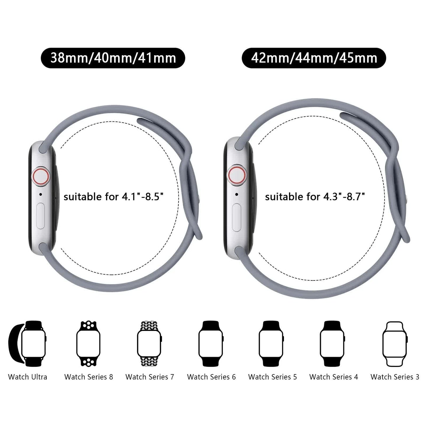 Soft Silicone Band for Apple Watch 8 7 6 5 4 3 SE Bracelet for IWatch Ultra 49mm 45mm 41mm 40mm 44mm 38mm 42mm Watch Smoky purple - Image 4