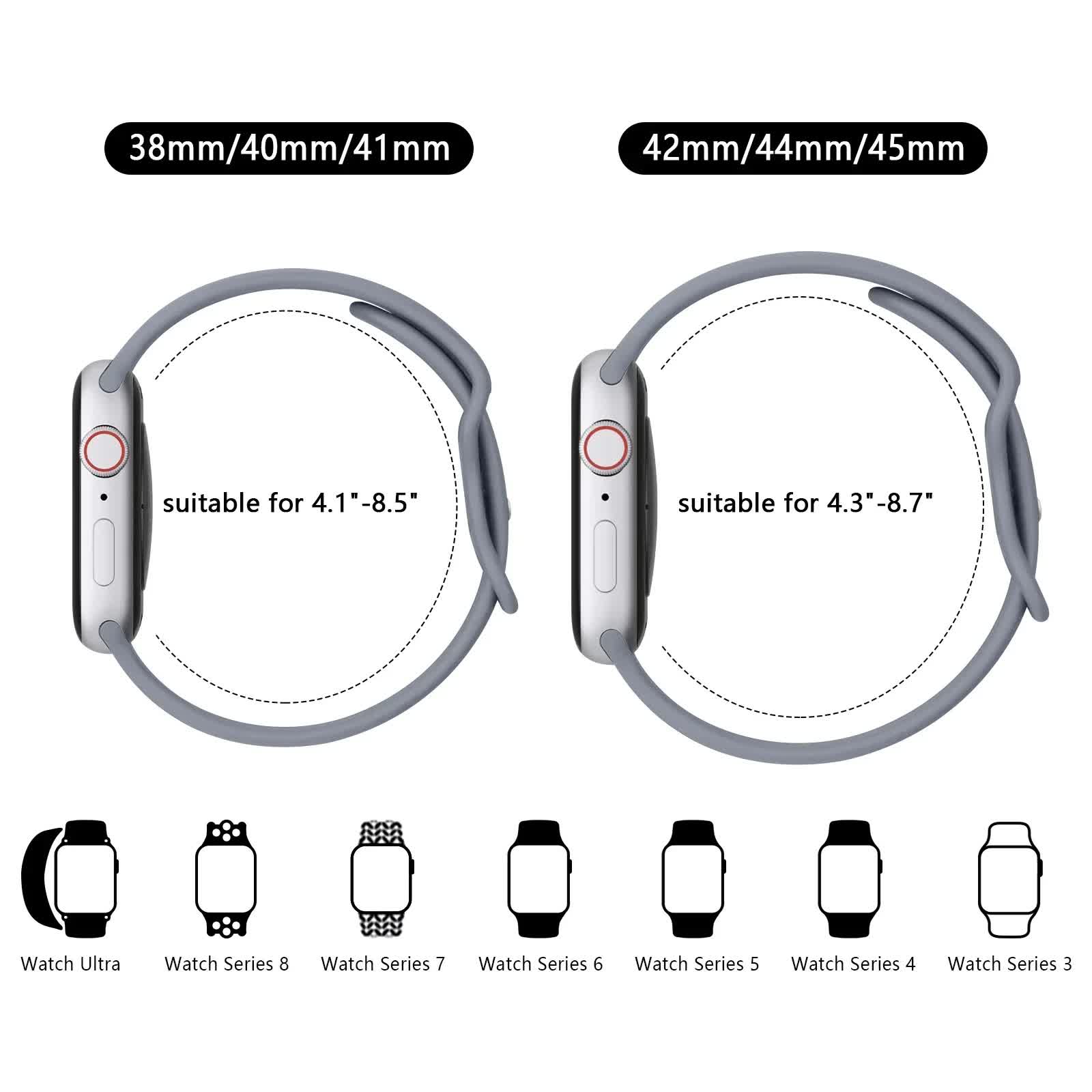 Soft Silicone Band for Apple Watch 8 7 6 5 4 3 SE Bracelet for IWatch Ultra 49mm 45mm 41mm 40mm 44mm 38mm 42mm Watch Smoky purple - Image 4
