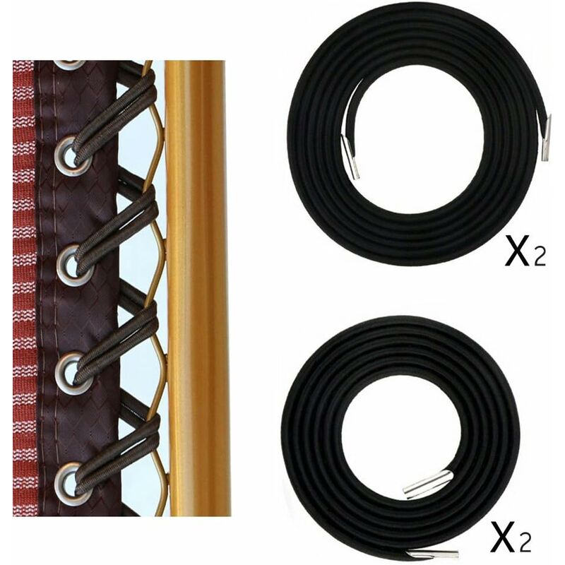 Drawstring, rubber band, folding chair accessories (black export (a set of 2 long and 2 short)), - Image 2