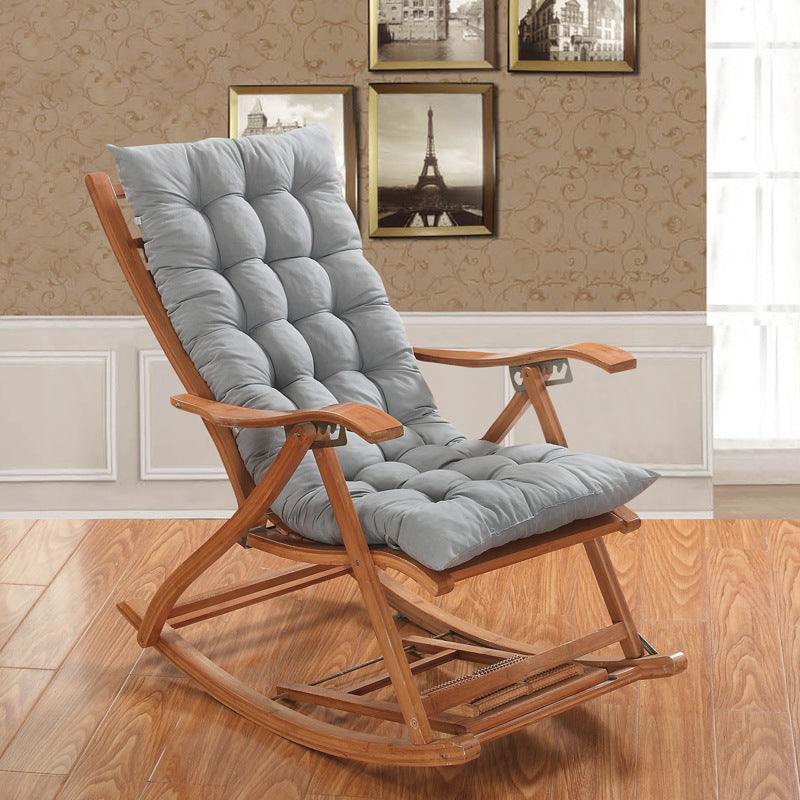 Long Folding Lounger Rocking Chair Cotton Cushion Plush Pillow Bamboo Chair Cushion Grey 48x120cm